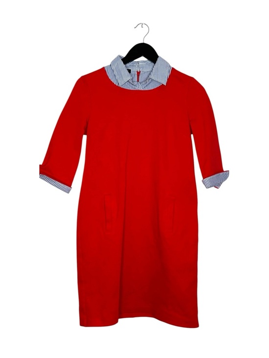 Talbots Dresses & Skirts - Talbots Petite Red Shift Dress Striped Collar Preppy Classic Pockets Size SP